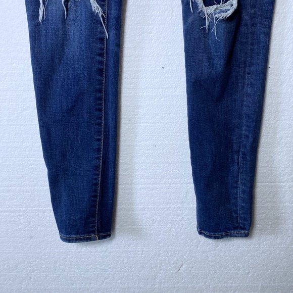 American Eagle Womens Size 0 Ripped Distressed Jeggings Jeans Stretchy Dark Wash - Picture 9 of 11